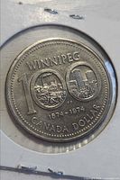 Reverse side of coin showing WINNIPEG 100 design