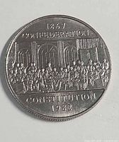 Reverse depicting Fathers of Confederation scene with legend "1867 Confederation Constitution 1982"