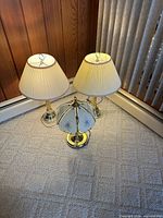 All three lamps grouped on floor showing bases and shades