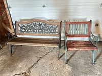 Full view of bench and chair side by side