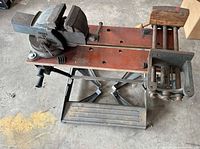 Top view showing Record vise on Workmate stand with secondary woodworking vise
