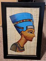 Front view showing entire framed papyrus art