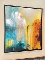 Front view of framed abstract canvas