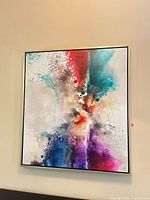 front view of framed abstract canvas art