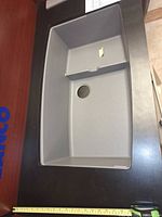 Top view of Blanco Silgranit sink mounted in countertop
