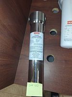 full view of stainless steel Franke filter housing on display