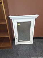 Front view of medicine cabinet against wall