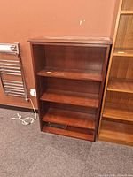 Front view of bookcase showing overall structure and shelf arrangement