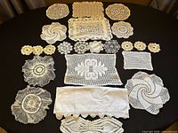 Full layout showing all 23 crochet and lace pieces