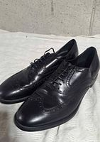 Angled view showing shoe fronts, toe shape and brogue detailing