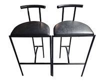 Front view of both Tokyo bar stools showing design and upholstery