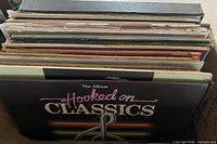 Box of records showing multiple LP spines