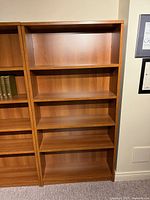 front view of bookcase showing shelves and finish