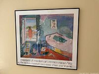 Front view of framed Masters of Modern Art Tel Aviv Museum poster