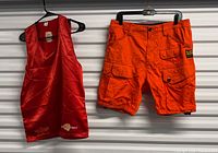 Front view of both items hung on hangers