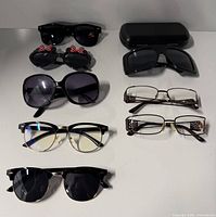 Group shot of all eyewear and case laid out
