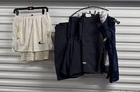 Group shot of all shorts on two hangers