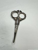 Full view of sterling silver embroidery scissors