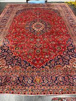 Full view of rug showing pattern and colors