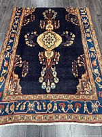 Full top-down view of entire rug showing overall design and colours