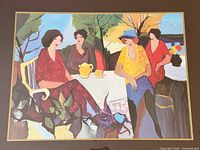 Full view of framed Tarkay print showing composition and mat