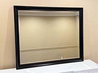 Full view of mirror front, reflection shows plain wall