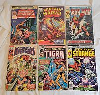 Front covers of all six comic books laid out