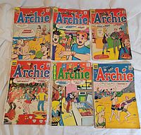 All six Archie comics laid out in two rows