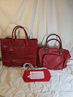 Front view of tote, satchel and clutch