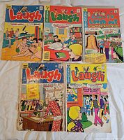 Front covers of all five Laugh comic books