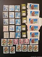 Full layout of all 37 stamps showing variety and duplicates