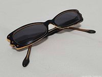 Front view of sunglasses showing rectangular lenses and frame design