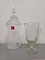 Front view of both glass items, showing overall form and size relationship