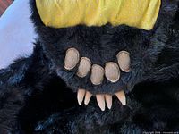 close-up of faux bear jaw and teeth