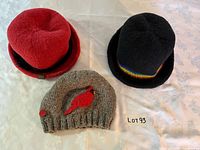 overview of three wool hats