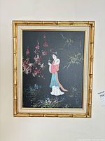 Full view of framed painting showing subject and frame