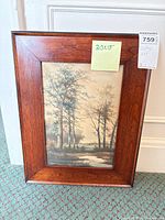 Full view of framed landscape print
