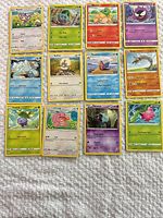 Front view of all 12 Pokémon cards laid out in three-by-four grid