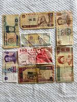 Fronts of all eight banknotes