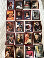 All 20 Star Trek trading cards laid out in grid