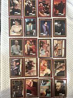 Front view of all 20 Star Trek trading cards laid out in grid