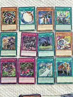 Front view of 12 assorted Yu-Gi-Oh! cards