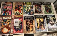 Overview of all comic books laid out in three rows