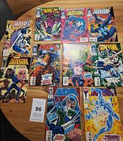 Group shot showing all eleven Darkhawk comic books spread on table