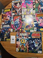 All ten Darkhawk comics laid out on table