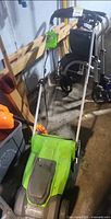 Overall view of Greenworks electric lawn mower