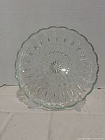 Front view of clear pressed glass bowl