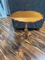 Full view of oak side table top and base