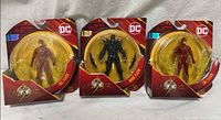 Front view of all three unopened action figures