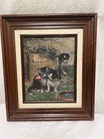 Full view of framed hand-painted engraving
